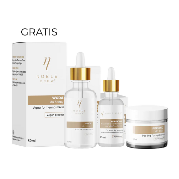 Noble Brow Sada pro pudrovou hennu – Peeling, Korektor + Voda pro hennu ZDARMA