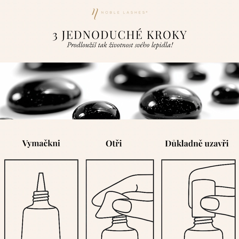 Návod k uchovávání lepidla na řasy