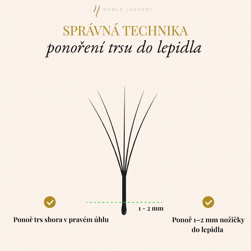 Technika ponoření trsu řas do lepidla