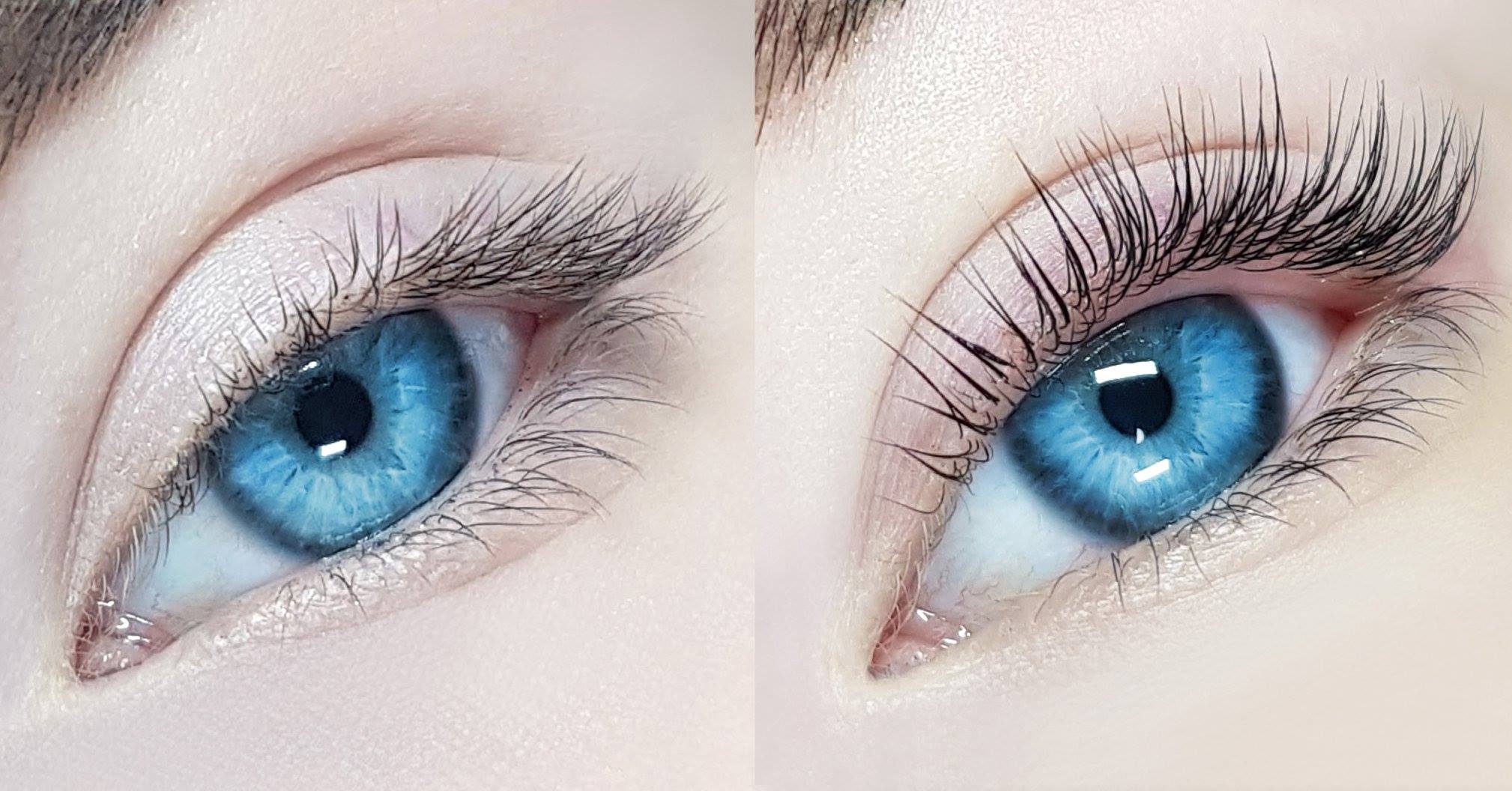 Efekt lash liftingu a laminace Fall in the Volume od Noble Lashes